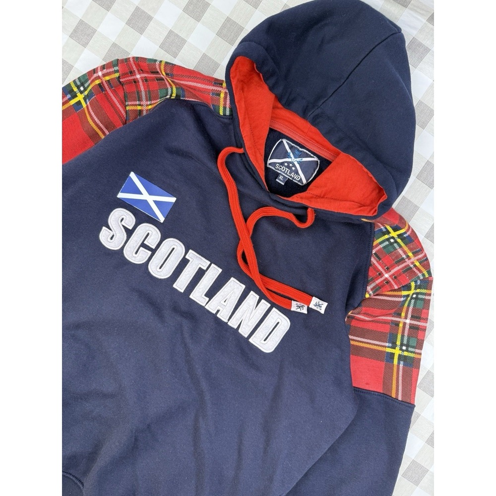 Scotland Hoodie Tartan Plaid XL Pullover Navy Graphic Sweatshirt
